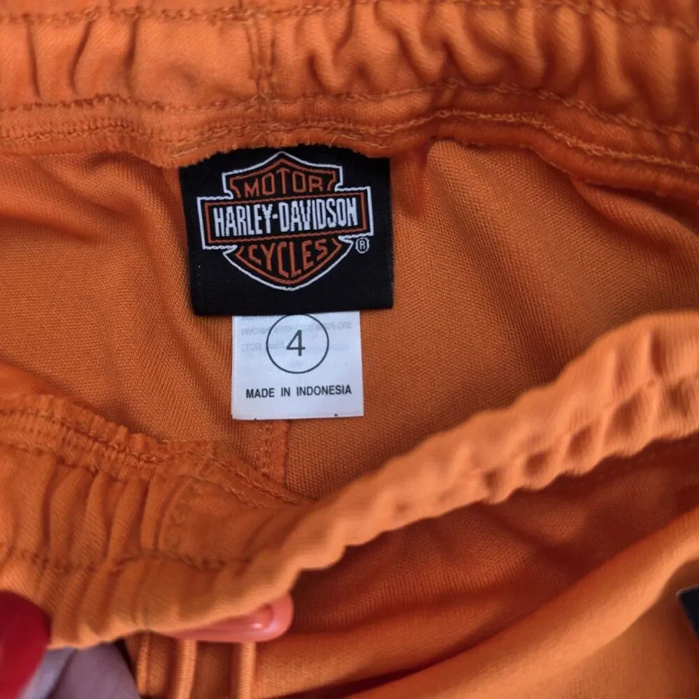 Vintage Harley Davidson Toddler Outfit Size 4-5 T Shirt Shorts Black Orange NWT